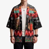 Madagascar Christmas Kimono with Aye Aye Lemur Santa Hat Holiday Lights and Gift Box Pattern - Wonder Print Shop