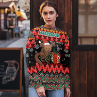 Madagascar Christmas Ugly Christmas Sweater with Aye Aye Lemur Santa Hat Holiday Lights and Gift Box Pattern - Wonder Print Shop