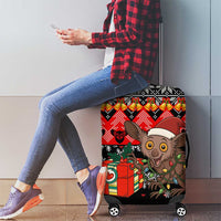 Madagascar Christmas Luggage Cover with Aye Aye Lemur Santa Hat Holiday Lights and Gift Box Pattern - Wonder Print Shop