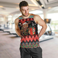 Madagascar Christmas Men Tank Top with Aye Aye Lemur Santa Hat Holiday Lights and Gift Box Pattern - Wonder Print Shop