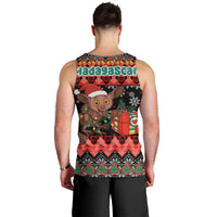 Madagascar Christmas Men Tank Top with Aye Aye Lemur Santa Hat Holiday Lights and Gift Box Pattern - Wonder Print Shop