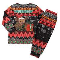 Madagascar Christmas Pajama Set with Aye Aye Lemur Santa Hat Holiday Lights and Gift Box Pattern - Wonder Print Shop