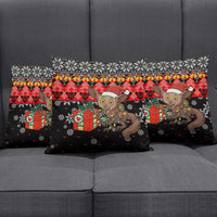 Madagascar Christmas Pillow Cover with Aye Aye Lemur Santa Hat Holiday Lights and Gift Box Pattern - Wonder Print Shop