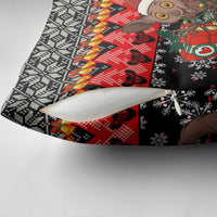 Madagascar Christmas Pillow Cover with Aye Aye Lemur Santa Hat Holiday Lights and Gift Box Pattern - Wonder Print Shop