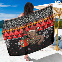 Madagascar Christmas Sarong with Aye Aye Lemur Santa Hat Holiday Lights and Gift Box Pattern - Wonder Print Shop
