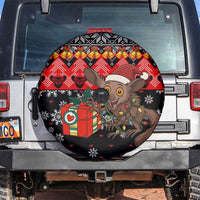 Madagascar Christmas Spare Tire Cover with Aye Aye Lemur Santa Hat Holiday Lights and Gift Box Pattern - Wonder Print Shop