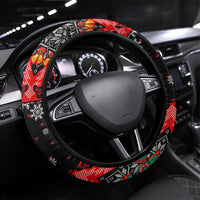 Madagascar Christmas Steering Wheel Cover with Aye Aye Lemur Santa Hat Holiday Lights and Gift Box Pattern - Wonder Print Shop