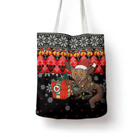 Madagascar Christmas Tote Bag with Aye Aye Lemur Santa Hat Holiday Lights and Gift Box Pattern - Wonder Print Shop
