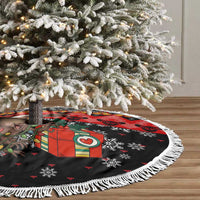 Madagascar Christmas Tree Skirt with Aye Aye Lemur Santa Hat Holiday Lights and Gift Box Pattern - Wonder Print Shop