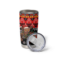 Madagascar Christmas Tumbler Cup with Aye Aye Lemur Santa Hat Holiday Lights and Gift Box Pattern - Wonder Print Shop