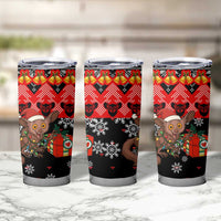 Madagascar Christmas Tumbler Cup with Aye Aye Lemur Santa Hat Holiday Lights and Gift Box Pattern - Wonder Print Shop