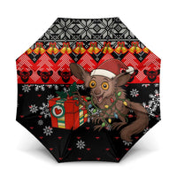 Madagascar Christmas Umbrella with Aye Aye Lemur Santa Hat Holiday Lights and Gift Box Pattern - Wonder Print Shop