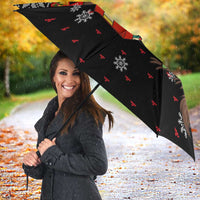 Madagascar Christmas Umbrella with Aye Aye Lemur Santa Hat Holiday Lights and Gift Box Pattern - Wonder Print Shop