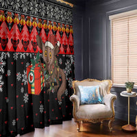 Madagascar Christmas Window Curtain with Aye Aye Lemur Santa Hat Holiday Lights and Gift Box Pattern - Wonder Print Shop