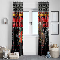Madagascar Christmas Window Curtain with Aye Aye Lemur Santa Hat Holiday Lights and Gift Box Pattern - Wonder Print Shop
