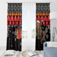 Madagascar Christmas Window Curtain with Aye Aye Lemur Santa Hat Holiday Lights and Gift Box Pattern - Wonder Print Shop