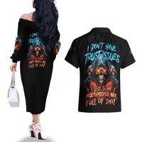 I Don't Have Trust Issues Couples Matching Off The Shoulder Long Sleeve Dress and Hawaiian Shirt - Wonder Print Shop
