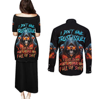 I Don't Have Trust Issues Couples Matching Puletasi Dress and Long Sleeve Button Shirt - Wonder Print Shop