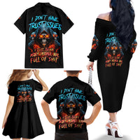I Don't Have Trust Issues Family Matching Off Shoulder Long Sleeve Dress and Hawaiian Shirt - Wonder Print Shop
