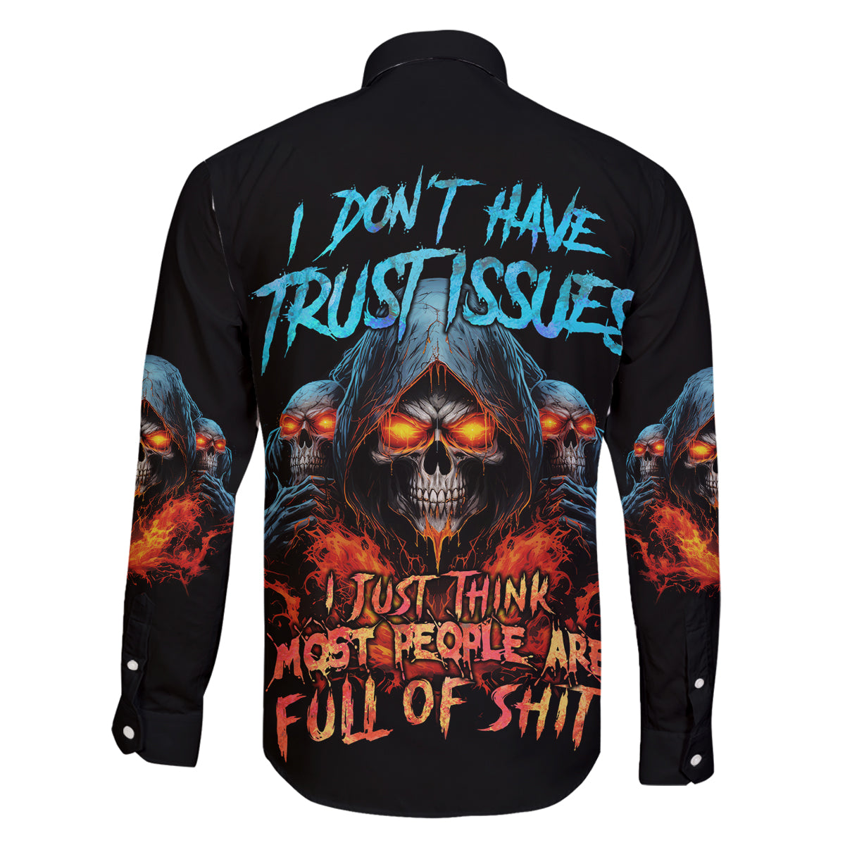 I Don't Have Trust Issues Family Matching Off Shoulder Long Sleeve Dress and Hawaiian Shirt - Wonder Print Shop