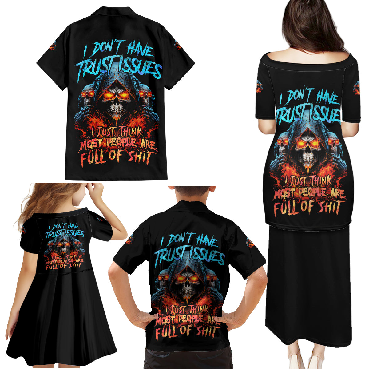 I Don't Have Trust Issues Family Matching Puletasi Dress and Hawaiian Shirt - Wonder Print Shop