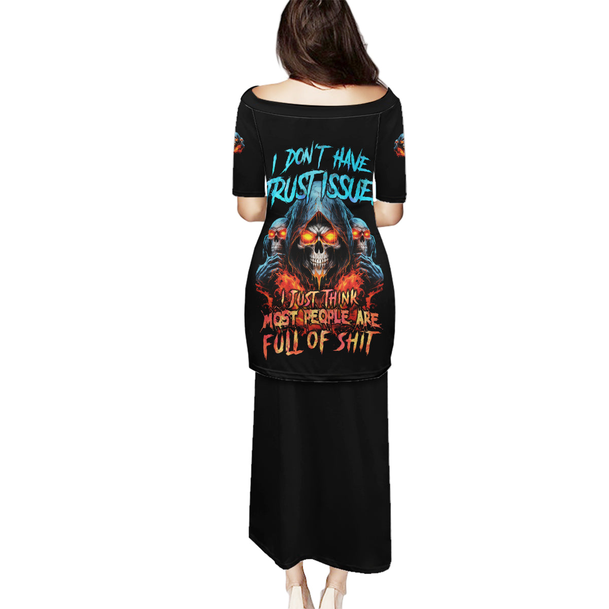 I Don't Have Trust Issues Family Matching Puletasi Dress and Hawaiian Shirt - Wonder Print Shop