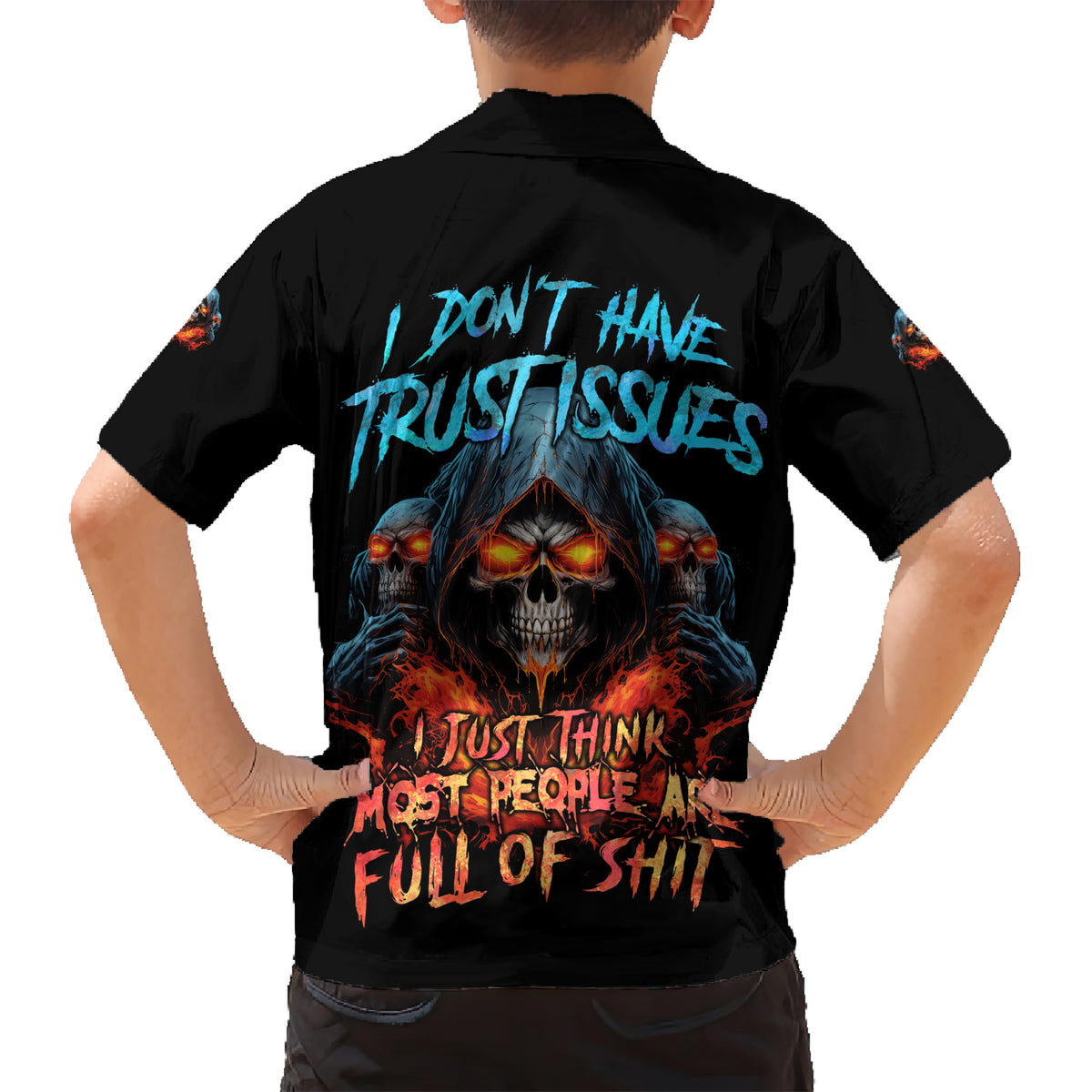 I Don't Have Trust Issues Family Matching Short Sleeve Bodycon Dress and Hawaiian Shirt - Wonder Print Shop