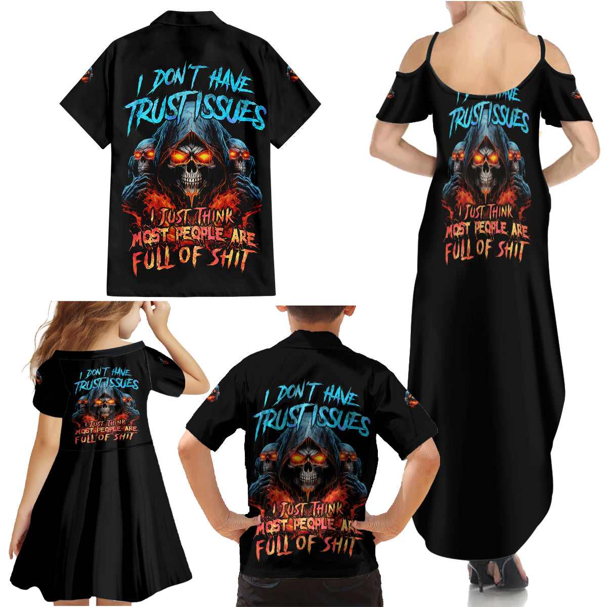 I Don't Have Trust Issues Family Matching Summer Maxi Dress and Hawaiian Shirt - Wonder Print Shop