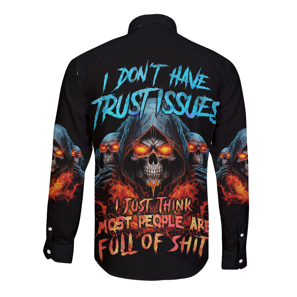 I Don't Have Trust Issues Long Sleeve Button Shirt - Wonder Print Shop
