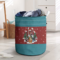 Christmas Guitar Laundry Basket with Santa Hats Trees Snowflakes and Musical Pattern - Wonder Print Shop