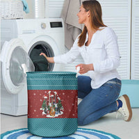 Christmas Guitar Laundry Basket with Santa Hats Trees Snowflakes and Musical Pattern - Wonder Print Shop