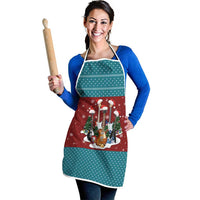 Christmas Guitar Apron with Santa Hats Trees Snowflakes and Musical Pattern - Wonder Print Shop