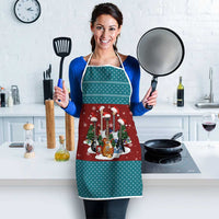 Christmas Guitar Apron with Santa Hats Trees Snowflakes and Musical Pattern - Wonder Print Shop
