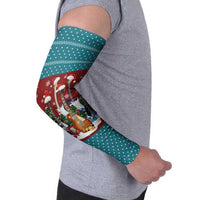 Christmas Guitar Arm Sleeves with Santa Hats Trees Snowflakes and Musical Pattern - Wonder Print Shop
