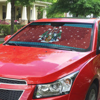 Christmas Guitar Auto Sun Shade with Santa Hats Trees Snowflakes and Musical Pattern - Wonder Print Shop