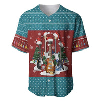 Christmas Guitar Baseball Jersey with Santa Hats Trees Snowflakes and Musical Pattern - Wonder Print Shop