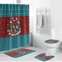 Christmas Guitar Bathroom Set with Santa Hats Trees Snowflakes and Musical Pattern - Wonder Print Shop