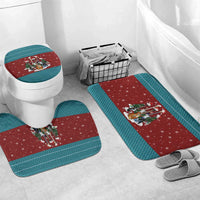 Christmas Guitar Bathroom Set with Santa Hats Trees Snowflakes and Musical Pattern - Wonder Print Shop