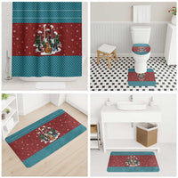 Christmas Guitar Bathroom Set with Santa Hats Trees Snowflakes and Musical Pattern - Wonder Print Shop