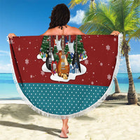 Christmas Guitar Beach Blanket with Santa Hats Trees Snowflakes and Musical Pattern - Wonder Print Shop