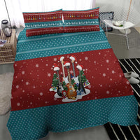 Christmas Guitar Bedding Set with Santa Hats Trees Snowflakes and Musical Pattern - Wonder Print Shop