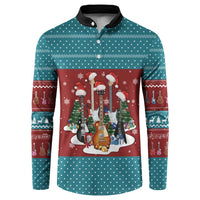 Christmas Guitar Button Sweatshirt with Santa Hats Trees Snowflakes and Musical Pattern - Wonder Print Shop