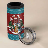 Christmas Guitar 4 in 1 Can Cooler Tumbler with Santa Hats Trees Snowflakes and Musical Pattern - Wonder Print Shop