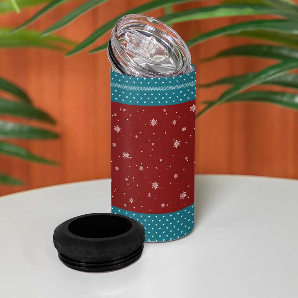 Christmas Guitar 4 in 1 Can Cooler Tumbler with Santa Hats Trees Snowflakes and Musical Pattern - Wonder Print Shop