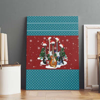 Christmas Guitar Canvas Wall Art with Santa Hats Trees Snowflakes and Musical Pattern - Wonder Print Shop