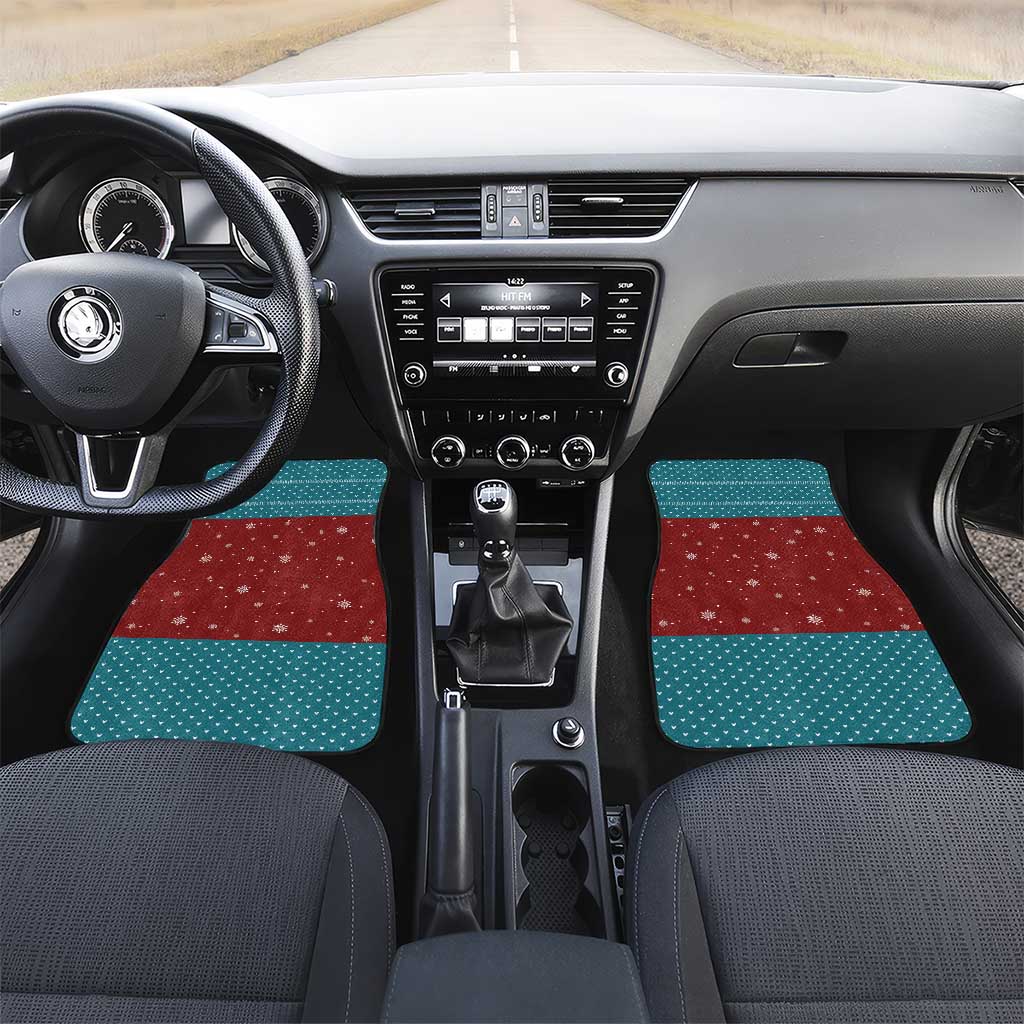 Christmas Guitar Car Mats with Santa Hats Trees Snowflakes and Musical Pattern - Wonder Print Shop