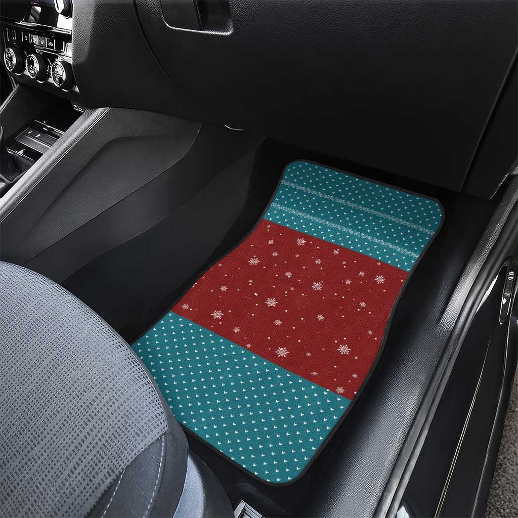 Christmas Guitar Car Mats with Santa Hats Trees Snowflakes and Musical Pattern - Wonder Print Shop