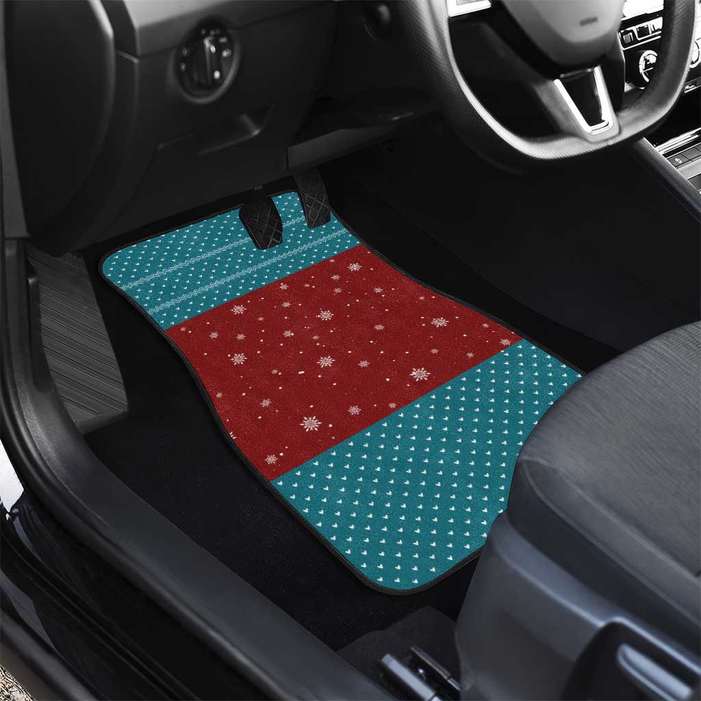 Christmas Guitar Car Mats with Santa Hats Trees Snowflakes and Musical Pattern - Wonder Print Shop