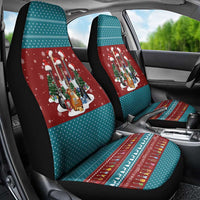 Christmas Guitar Car Seat Cover with Santa Hats Trees Snowflakes and Musical Pattern - Wonder Print Shop