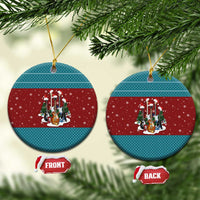 Christmas Guitar Ceramic Ornament with Santa Hats Trees Snowflakes and Musical Pattern - Wonder Print Shop